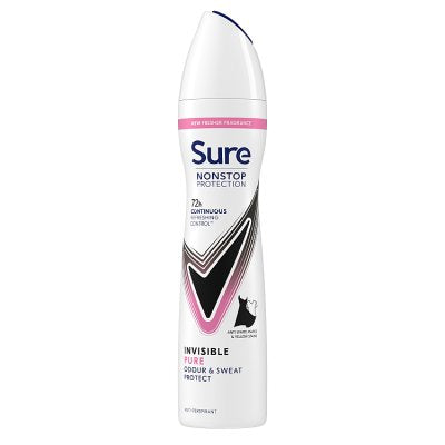 Sure antiperspirant deodorant Nonstop Invisible Pure 250ml, UK version