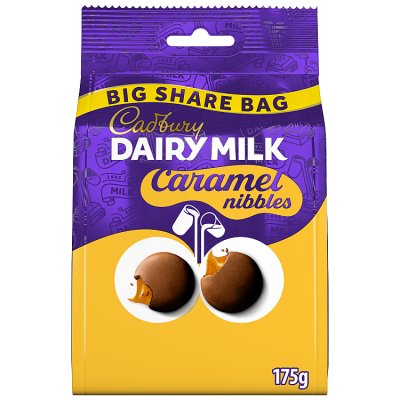 Cadbury Caramel Nibbles chocolate sharing bag 175g, imported from the UK