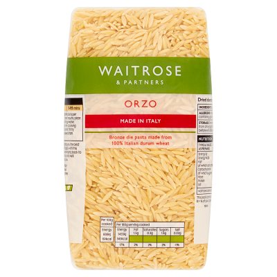 Waitrose orzo pasta 500g dried durum wheat semolina - British product