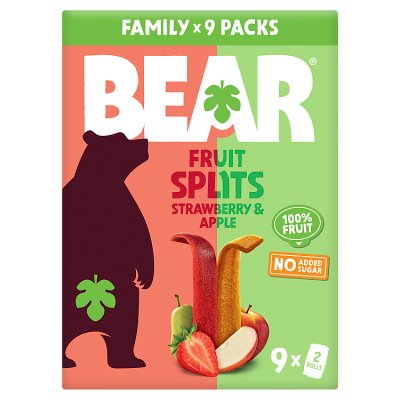 BEAR fruit splits strawberry and apple 9x20g, UK version