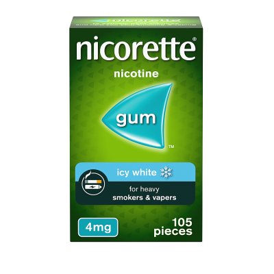 Nicorette Icy White 4mg nicotine gum 105 pieces - British product