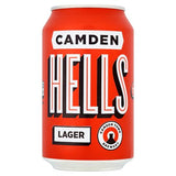 Camden Hells lager 330ml can, imported from the UK