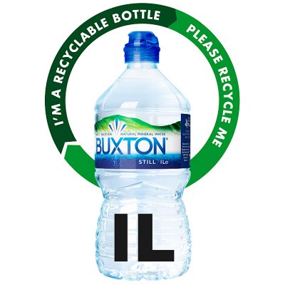 Buxton still mineral water sports cap 1 litre, imported from the UK