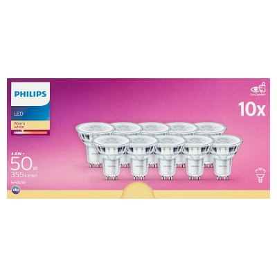 Philips LED GU10 warm white bulb 4.6W, imported from the UK
