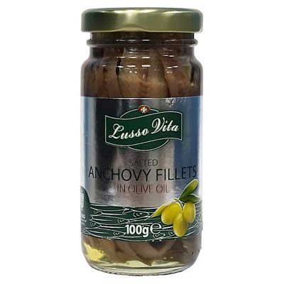 Lusso Vita anchovy fillets in olive oil 100g, UK version