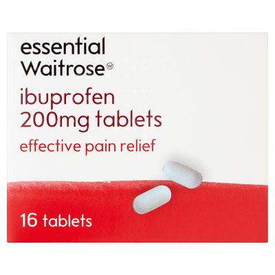 Essential ibuprofen oval tablets 16s for pain relief, UK version