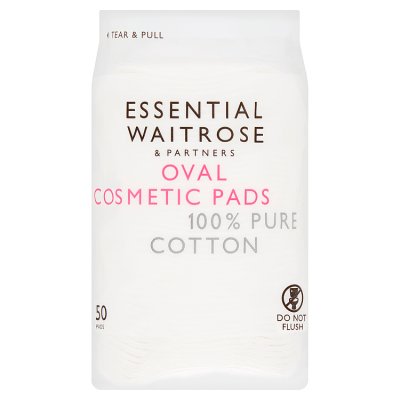 Essential Waitrose oval cotton pads 50 count (British brand)