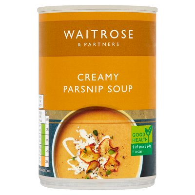Waitrose creamy parsnip soup in a 400g can (British brand)