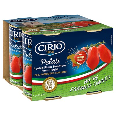 Cirio pelati peeled plum tomatoes 4x400g, UK version