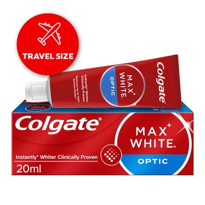 Colgate Max White Optic toothpaste travel size 20ml (British brand)