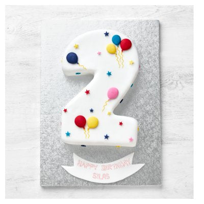 2nd birthday cake with handmade balloon and star decorations - British product