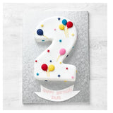 2nd birthday cake with handmade balloon and star decorations - British product