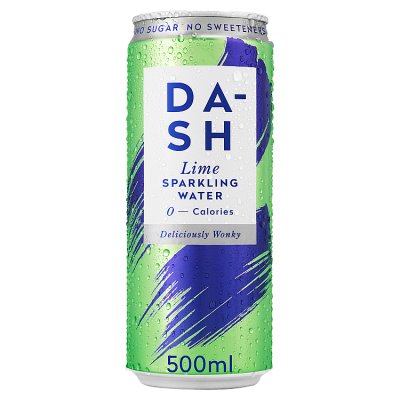 DASH sparkling water lime flavoured drink 500ml, UK version
