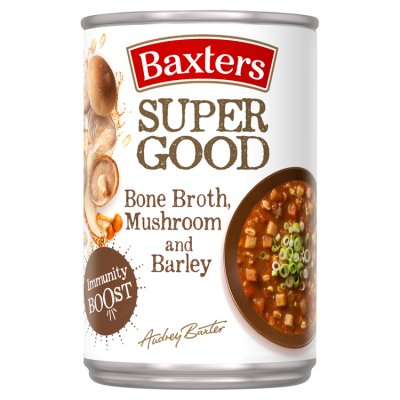 Baxters bone broth mushroom barley soup 400g, imported from the UK