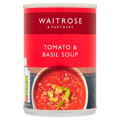 Waitrose tomato & basil soup in a 400g can, UK version