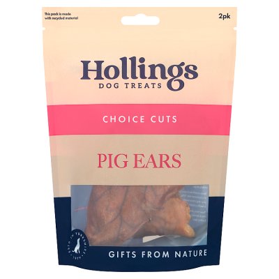 Hollings natural dog treats pig ears 2s (British brand)