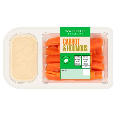 Waitrose carrot and reduced fat houmous snack pot 110g, UK version
