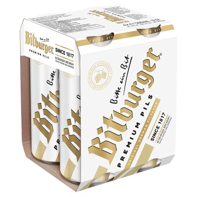 waitrose Bitburger Premium Pils German Pilsener Beer 4x500ml- Buy online at McGrocer