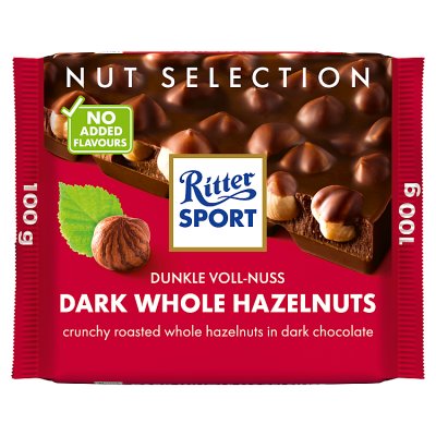 Ritter Sport dark chocolate whole hazelnuts 100g (British brand)
