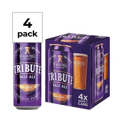 St Austell Brewery Tribute pale ale 4x500ml cans (British brand)