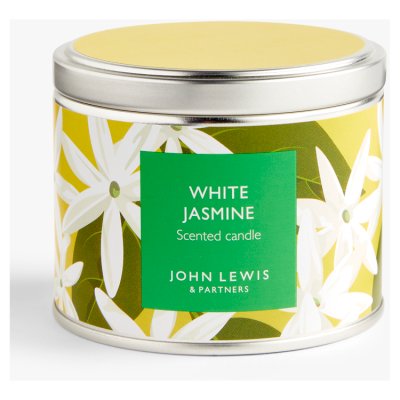John Lewis white jasmine scented candle tin, UK version