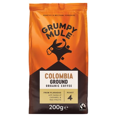 Grumpy Mule Colombia organic ground coffee 200g, UK version