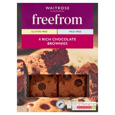 Waitrose gluten free chocolate brownies 150g, imported from the UK