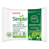 Simple Age Resisting biodegradable facial wipes 20s, imported from the UK