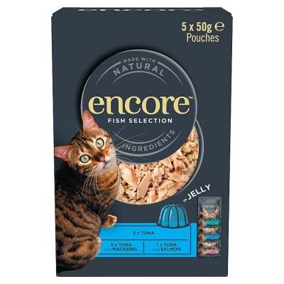 Encore Fish Selection in Jelly cat food pouches 5x50g - British product