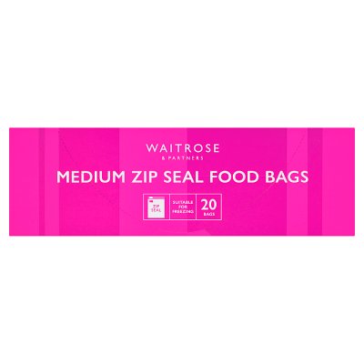 Waitrose medium zip lock food bags 20 pack - British product