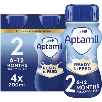 Aptamil 2 follow on milk 4x200ml, imported from the UK