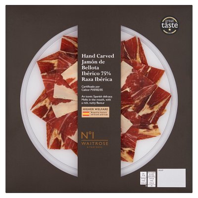Waitrose hand carved Jamón Ibérico de Bellota ham 55g (British brand)