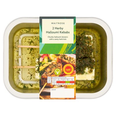 Waitrose BBQ herby halloumi kebabs 240g - British product