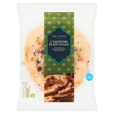 Waitrose tandoori plain naans 2x130g - British product