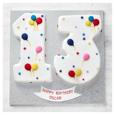 13th Birthday Balloon & Stars Cake with golden sponge and raspberry jam, imported from the UK