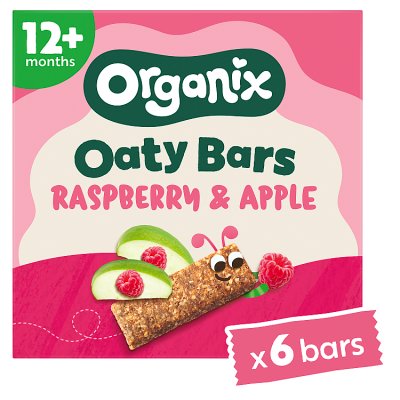 Organix raspberry and apple soft oaty bars 6x23g, UK version
