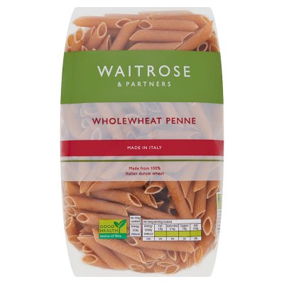 Waitrose wholewheat penne pasta 500g (British brand)