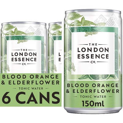 London Essence Co. blood orange and elderflower tonic water 6x150ml, UK version