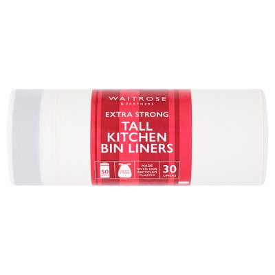 Waitrose extra strong tall bin liners 50L 30 pack, UK version