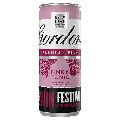 Gordon's pink gin and tonic premix can 250ml, imported from the UK