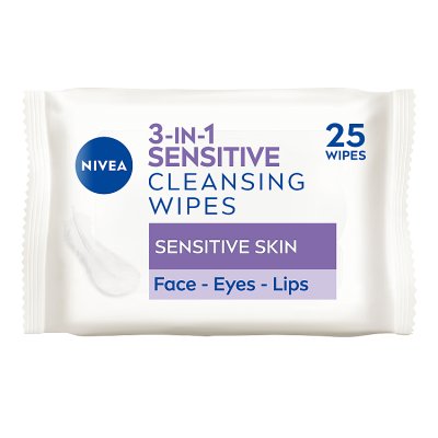 NIVEA biodegradable cleansing face wipes sensitive skin 25 count, UK version