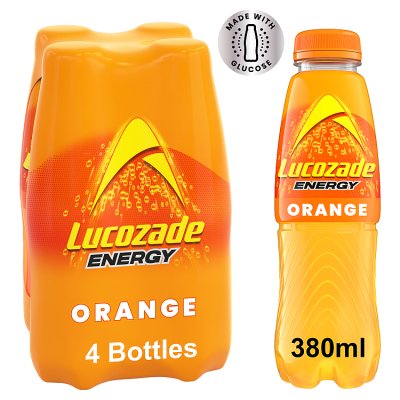 Lucozade Energy Orange drink 4x380ml bottles, UK version