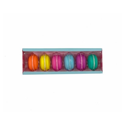 Tinc macaroon erasers pack of six, imported from the UK