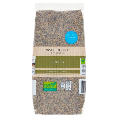 Waitrose dried lentils 500g for cooking (British brand)