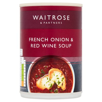 Waitrose French Onion & Red Wine Soup 400g, imported from the UK