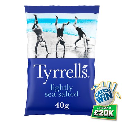 Tyrrell's lightly sea salted hand-cooked crisps 40g, imported from the UK