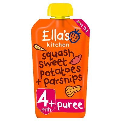 Ella's Kitchen squash sweet potato parsnip puree 120g, imported from the UK