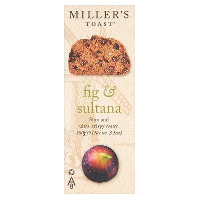 Miller's toast crackers fig and sultana 100g (British brand)