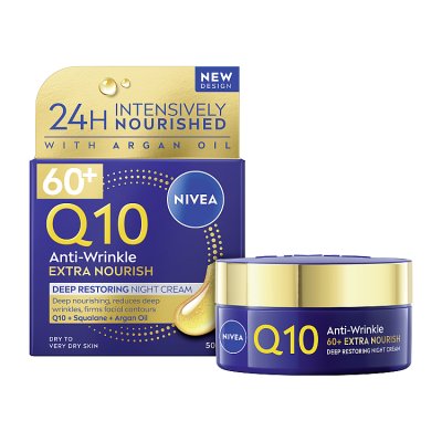 NIVEA Q10 Power anti-wrinkle 60+ night cream 50ml, imported from the UK
