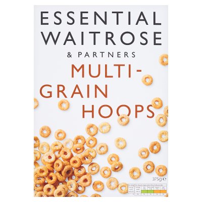 Essential Multigrain Hoops 375g wholegrain cereal (British brand)